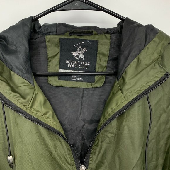 Beverly Hills Polo Club Jacket Green Black Hooded 1/4 Zip - Picture 2 of 11